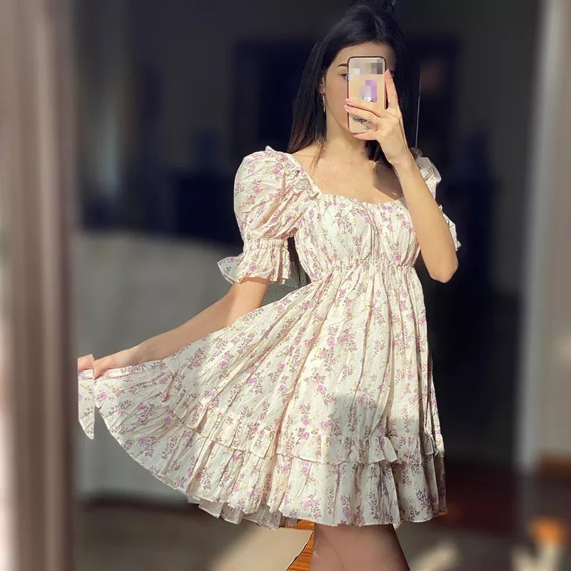 Mini dress puff sleeves floral