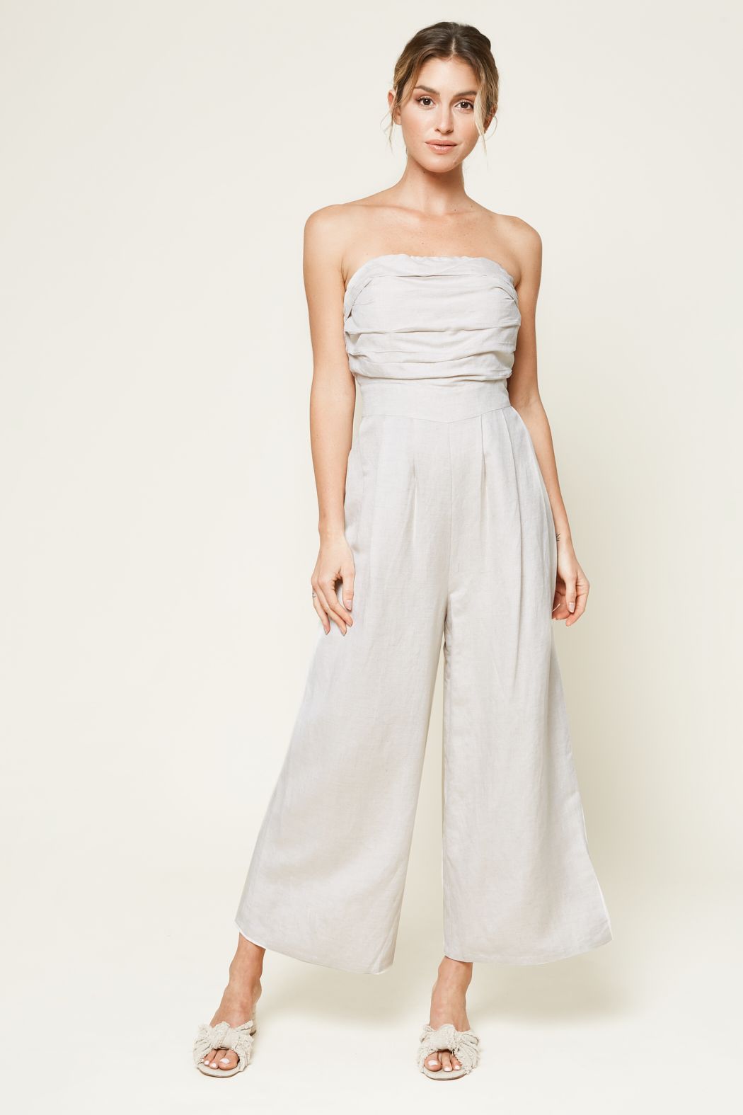 strapless wide leg jumpsuit