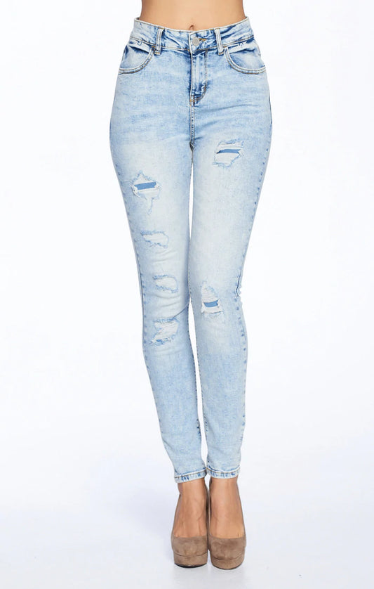 high rise destroyed skinny jeans